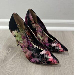 Ted Baker Shoes Womens Size EU 38.5 Floral Satin Pointed Toe Stiletto Pumps